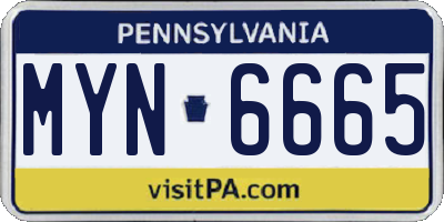 PA license plate MYN6665