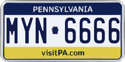 PA license plate MYN6666