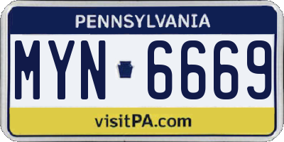 PA license plate MYN6669