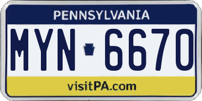 PA license plate MYN6670