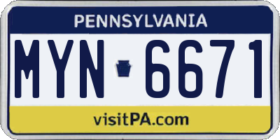 PA license plate MYN6671