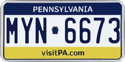 PA license plate MYN6673
