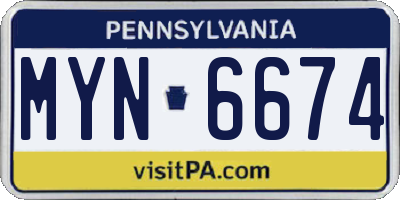 PA license plate MYN6674