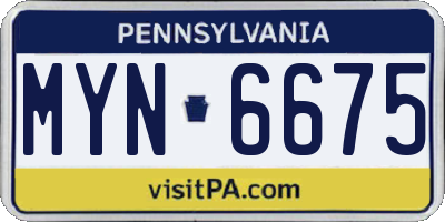 PA license plate MYN6675