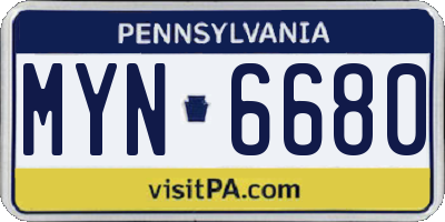 PA license plate MYN6680