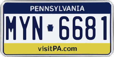 PA license plate MYN6681