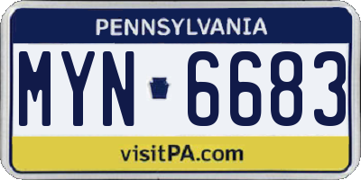 PA license plate MYN6683