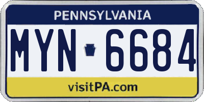 PA license plate MYN6684