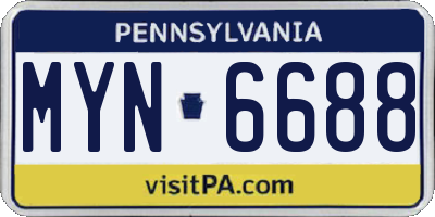 PA license plate MYN6688