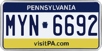 PA license plate MYN6692