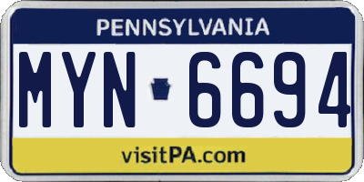 PA license plate MYN6694