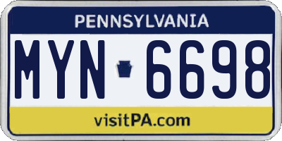 PA license plate MYN6698