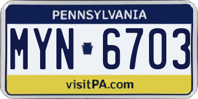 PA license plate MYN6703