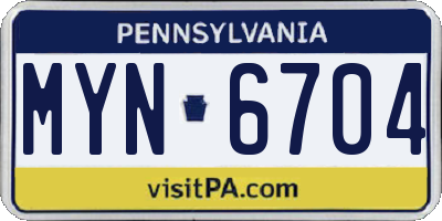 PA license plate MYN6704
