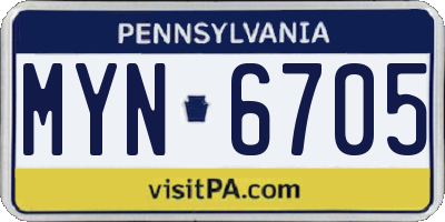 PA license plate MYN6705