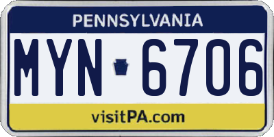 PA license plate MYN6706