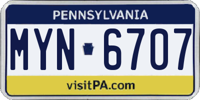 PA license plate MYN6707