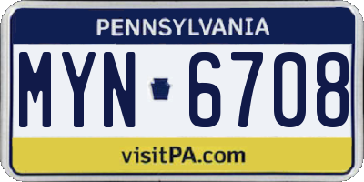 PA license plate MYN6708