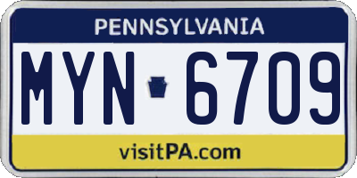 PA license plate MYN6709