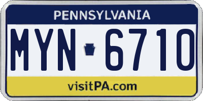 PA license plate MYN6710