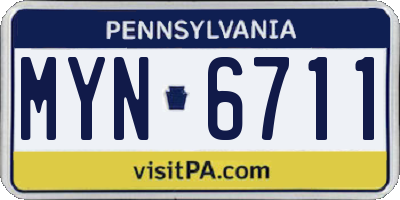 PA license plate MYN6711