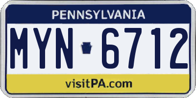 PA license plate MYN6712