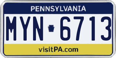 PA license plate MYN6713