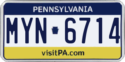PA license plate MYN6714