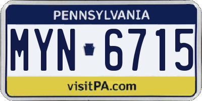 PA license plate MYN6715
