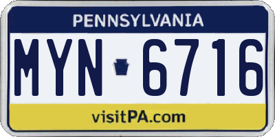PA license plate MYN6716