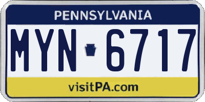 PA license plate MYN6717