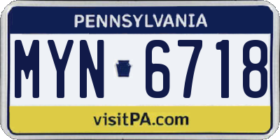 PA license plate MYN6718