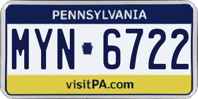 PA license plate MYN6722