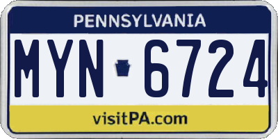 PA license plate MYN6724