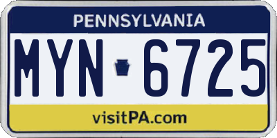PA license plate MYN6725