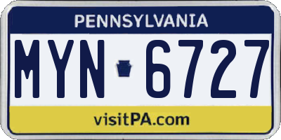 PA license plate MYN6727