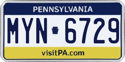 PA license plate MYN6729