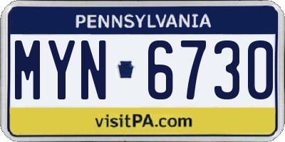 PA license plate MYN6730