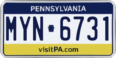 PA license plate MYN6731