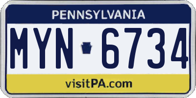 PA license plate MYN6734