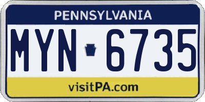 PA license plate MYN6735