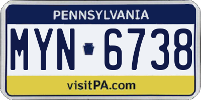 PA license plate MYN6738