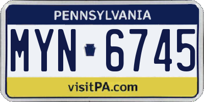PA license plate MYN6745