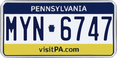 PA license plate MYN6747