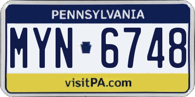 PA license plate MYN6748