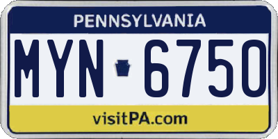 PA license plate MYN6750