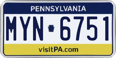 PA license plate MYN6751