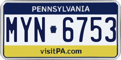 PA license plate MYN6753