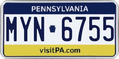 PA license plate MYN6755