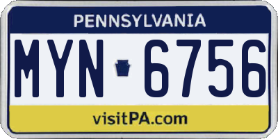 PA license plate MYN6756